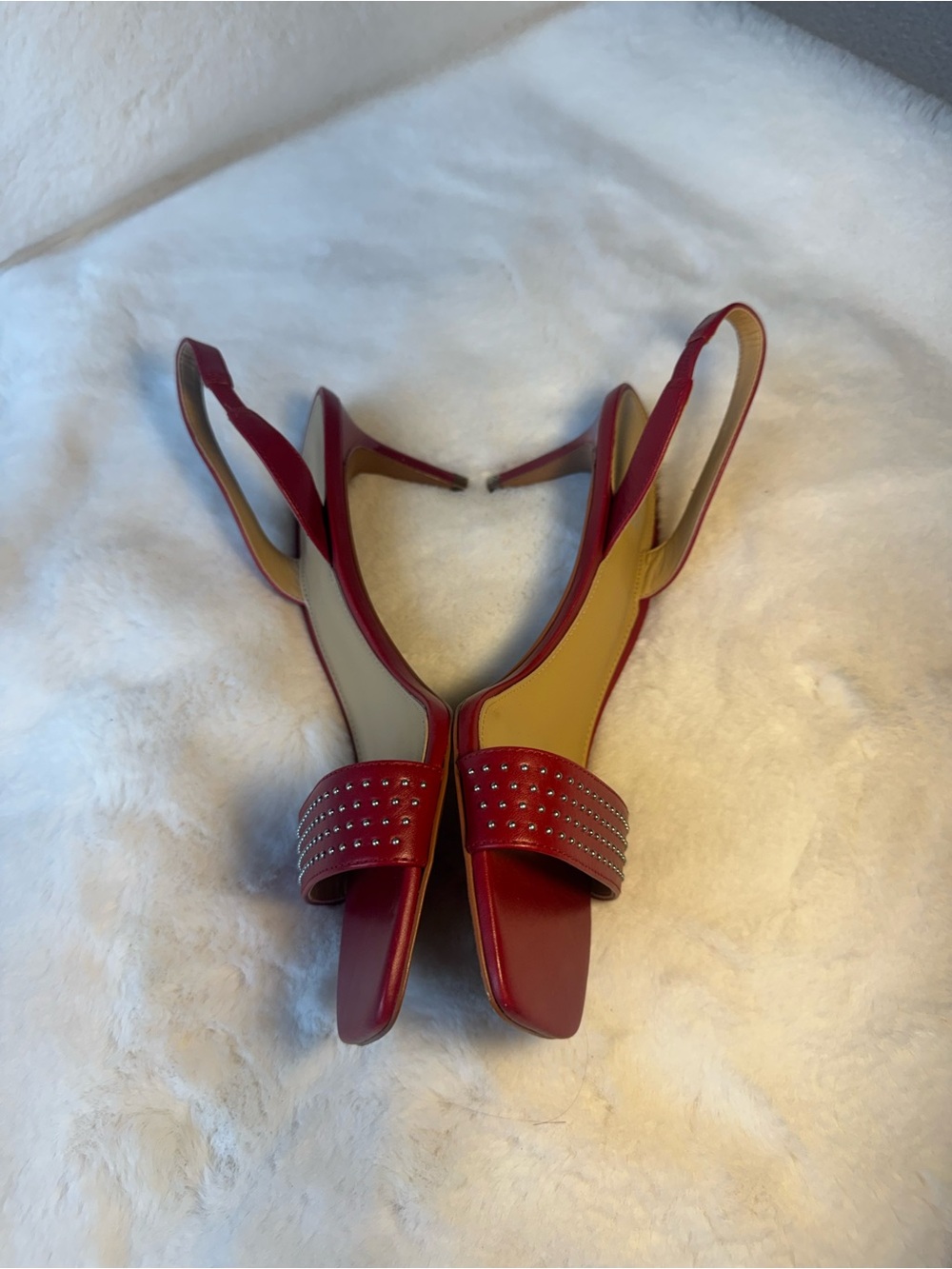 MICHAEL Michael Kors Mika Scarlet Red Studded Slingback Sandals Size 8.5 - Picture 2 of 8